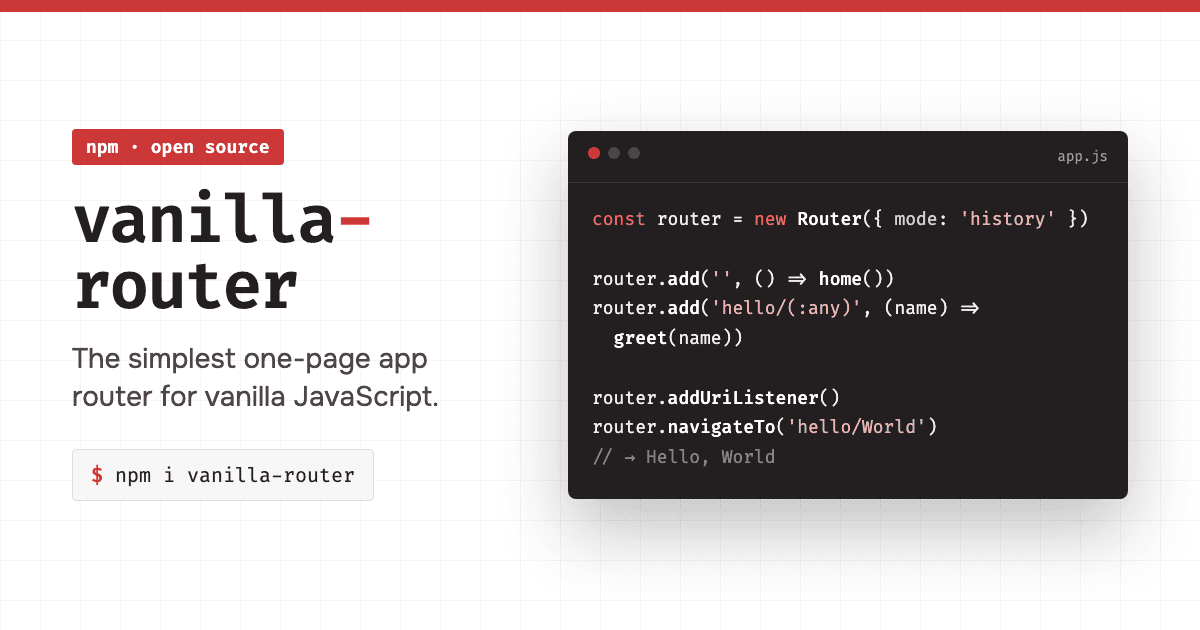 Vanilla Router — library preview